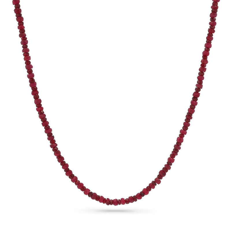 dainty silver necklaces for women -Ruby Bead Necklace