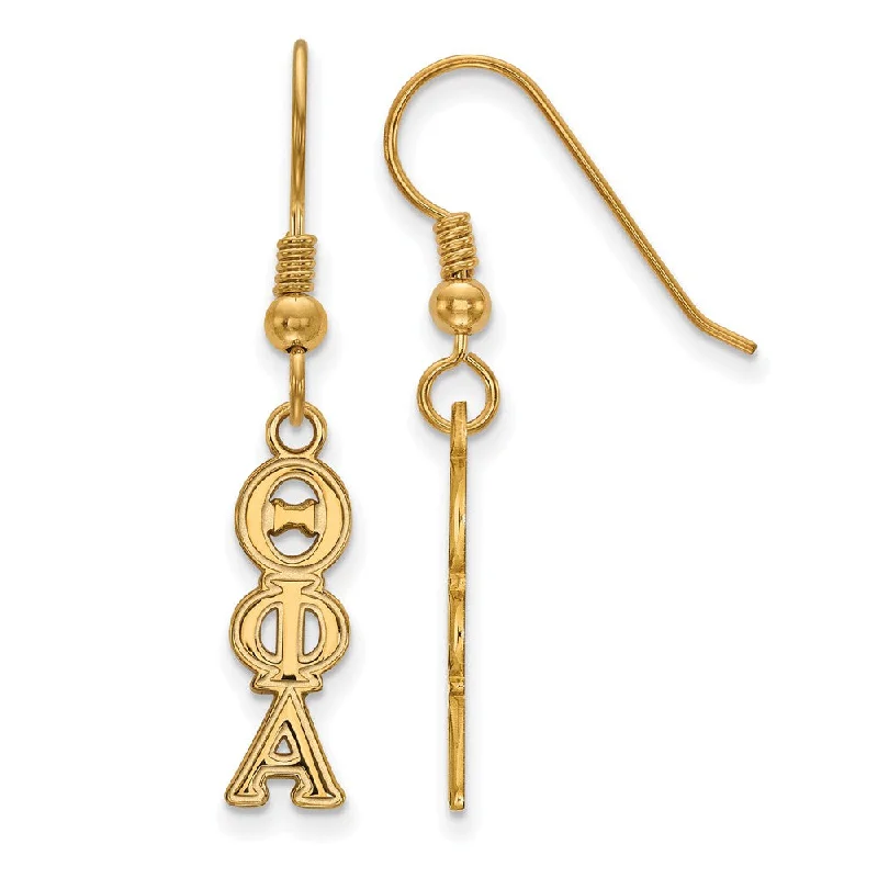 handmade silver earrings for women -14K Plated Silver Theta Phi Alpha Dangle Small Earrings