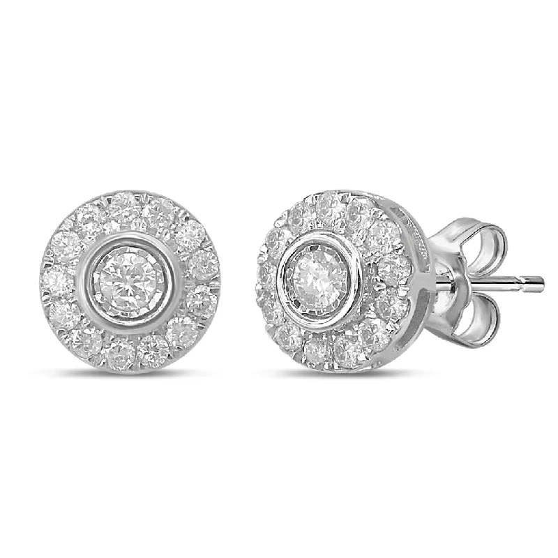 crystal earrings for women -9ct White Gold 0.50ct Diamond Stud Earrings