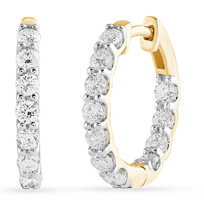 trendy statement earrings for women -Inside Out Hoop Earrings with 1.00ct of Laboratory Grown Diamonds in 9ct Yellow Gold