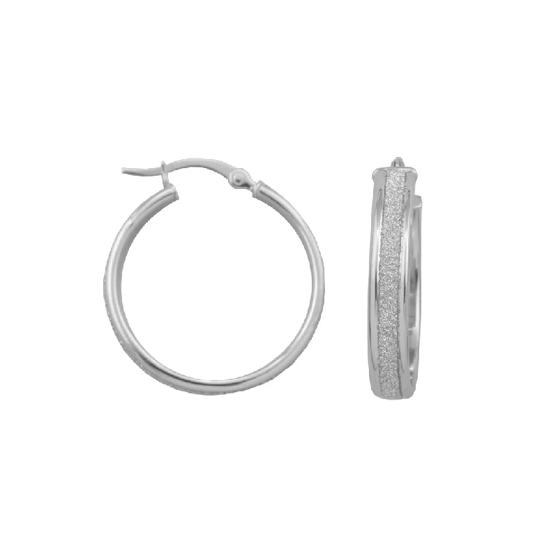 minimalist earrings for women -Sterling Silver Sparkle Centre Hoop Earrings