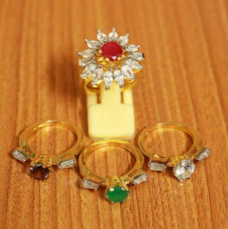 custom name rings -GOLD PLATED CZ STUDDED CHANGEABLE RING