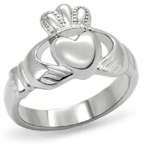 stylish wedding rings for women -Stainless Steel Celtic Claddagh Ring SZ 7