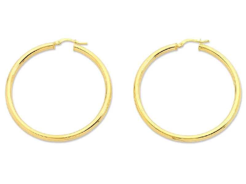 vintage drop earrings for women -9ct Yellow Gold Silver Infused Hoop Earrings 40mm