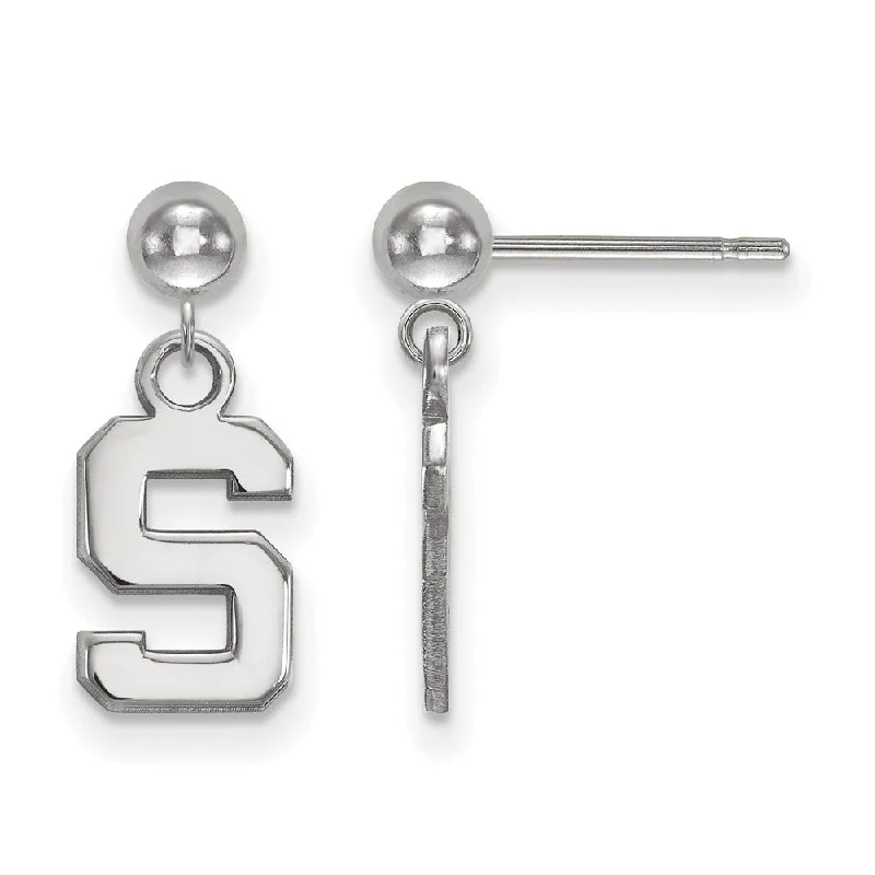 chandelier earrings for women -Sterling Silver Michigan State University Ball Dangle Earrings