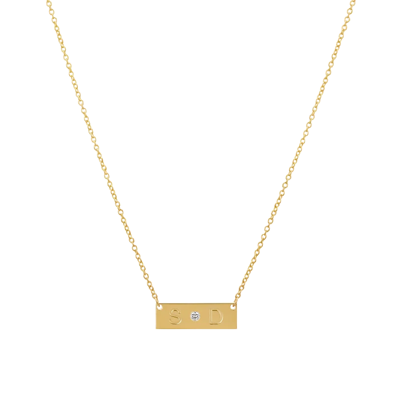 gemstone pendant necklaces for women -Diamond Letter Nameplate Necklace