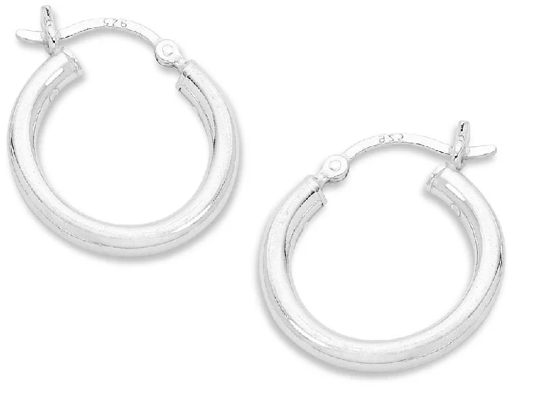 adjustable earrings for women -Sterling Silver 15mm Plain Hoop Earrings