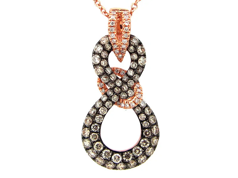 vintage crystal necklaces for women -14KRG 0.56CTW BR AND BRWN DIA FIGURE 8 DIA PENDANT NECKLACE