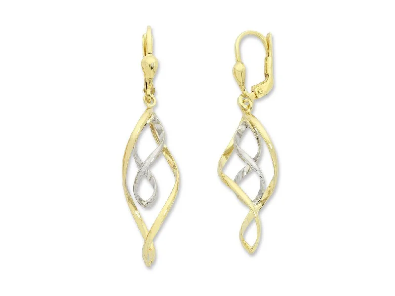 handmade silver earrings for women -9ct Two Tone Silver Infused Double Infinity Drop Earrings