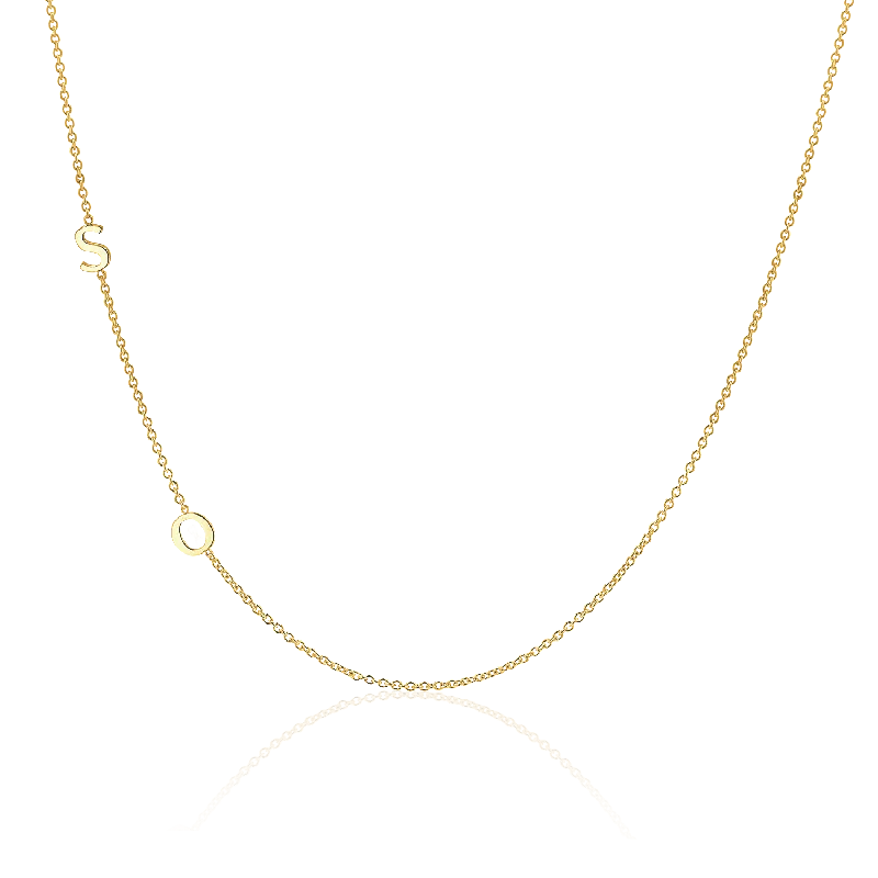 double chain necklaces for women -14K Gold Asymmetrical Multi Initial Necklace