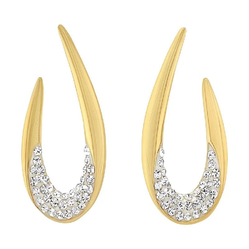 gold drop earrings for women -Crystal Swirl Stud Earrings in Yellow Stainless Steel