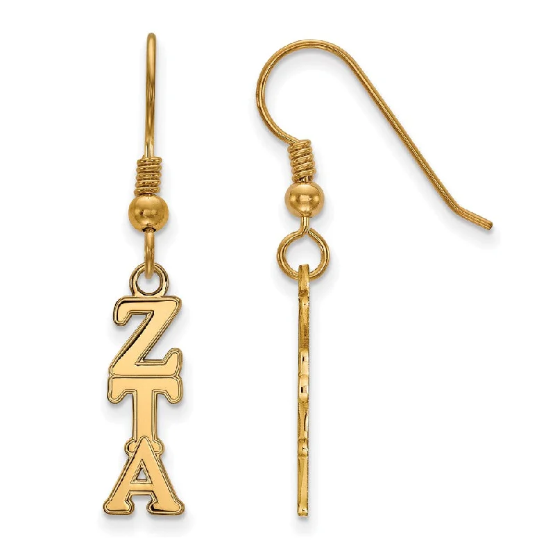 luxurious pearl drop earrings -14K Plated Silver Small Zeta Tau Alpha Dangle Earrings