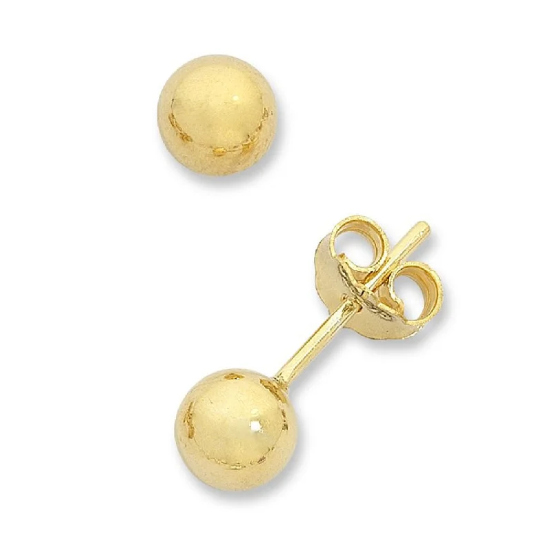 handmade earrings for women -9ct Yellow Gold Silver Infused Ball Stud Earrings 8mm