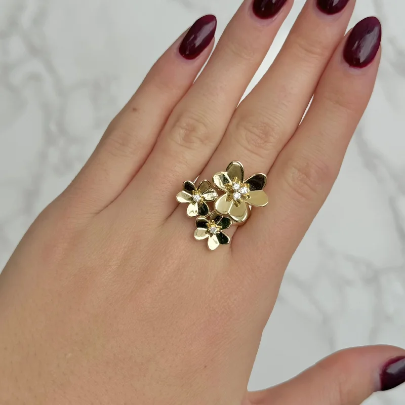 birthstone rings for women -14K GOLD DIAMOND TINA FLOWER RING