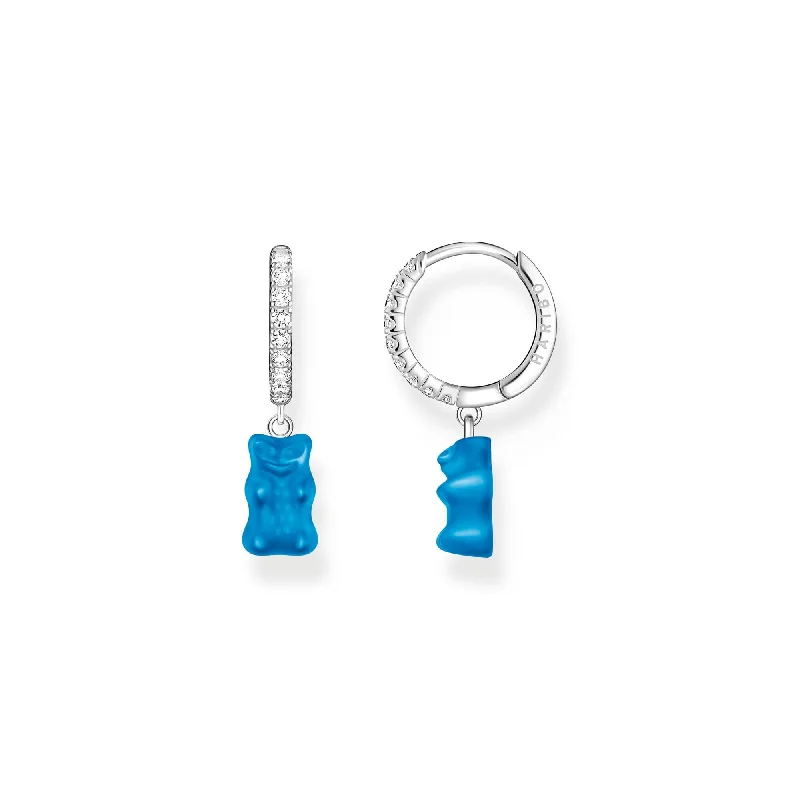 luxurious pearl drop earrings -THOMAS SABO Single hoop earring with blue goldbears pendant & zirconia