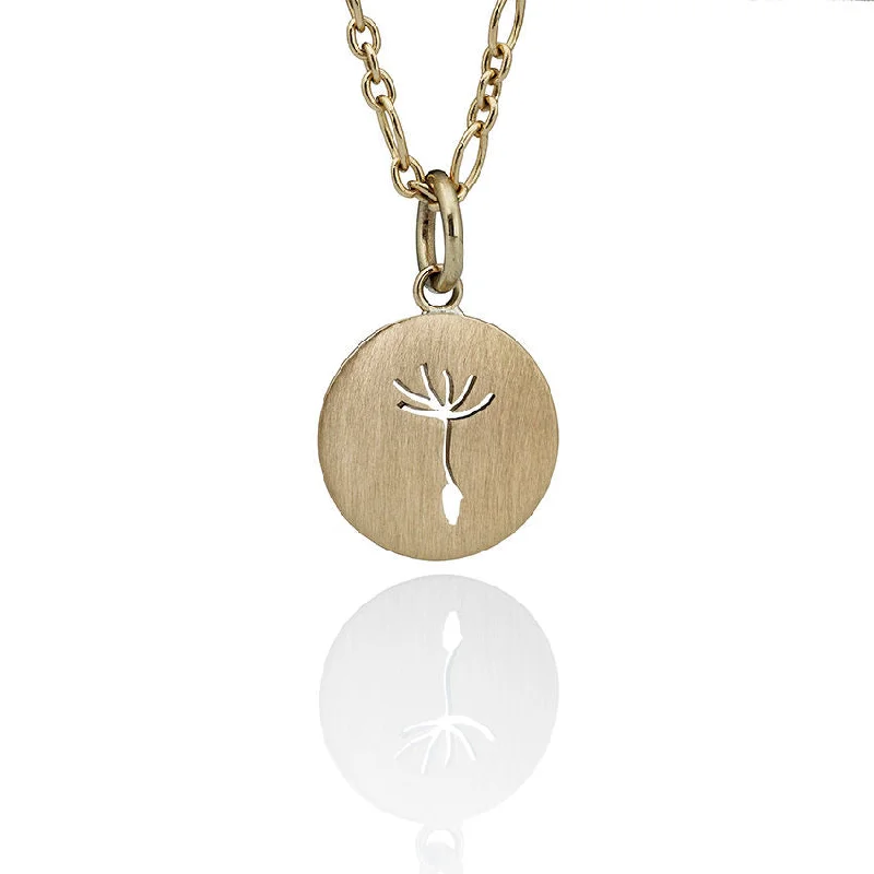 wedding chain necklaces for women -Dandelion Round 14K Gold Necklace