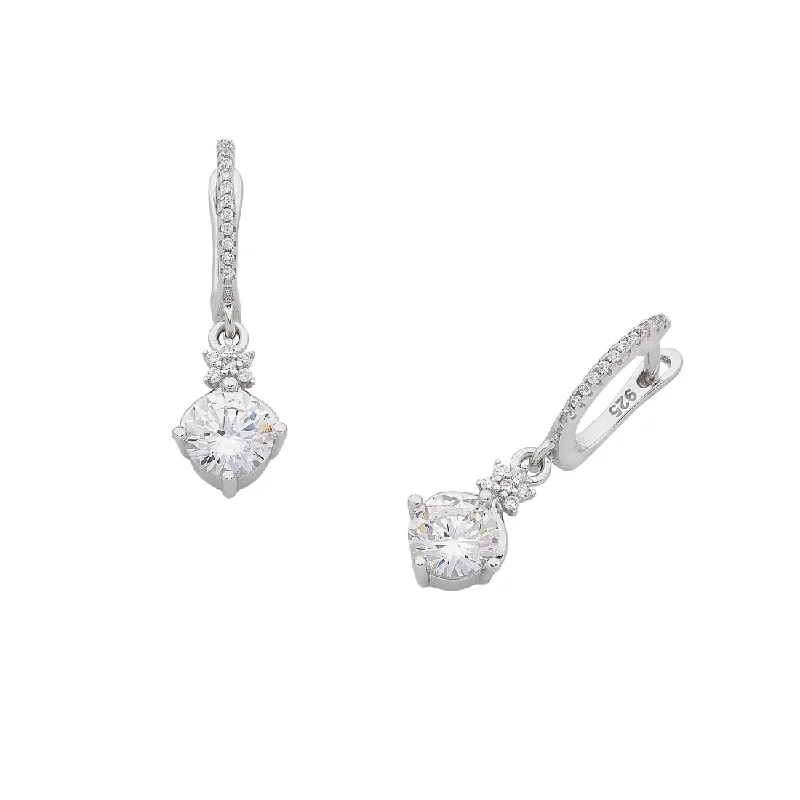 modern hoop earrings for women -Sterling Silver Cubic Zirconia Claw Set Earrings