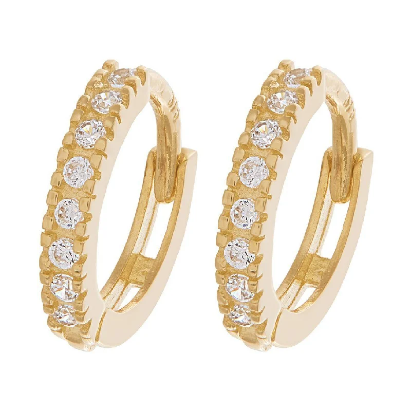 boho earrings for women -9ct Yellow Gold Hoop Earrings with Cubic Zirconia