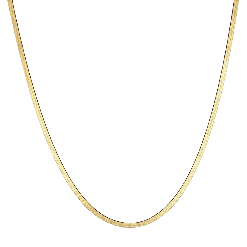 crystal necklaces for women -14K Gold Thin Herringbone Necklace 3mm