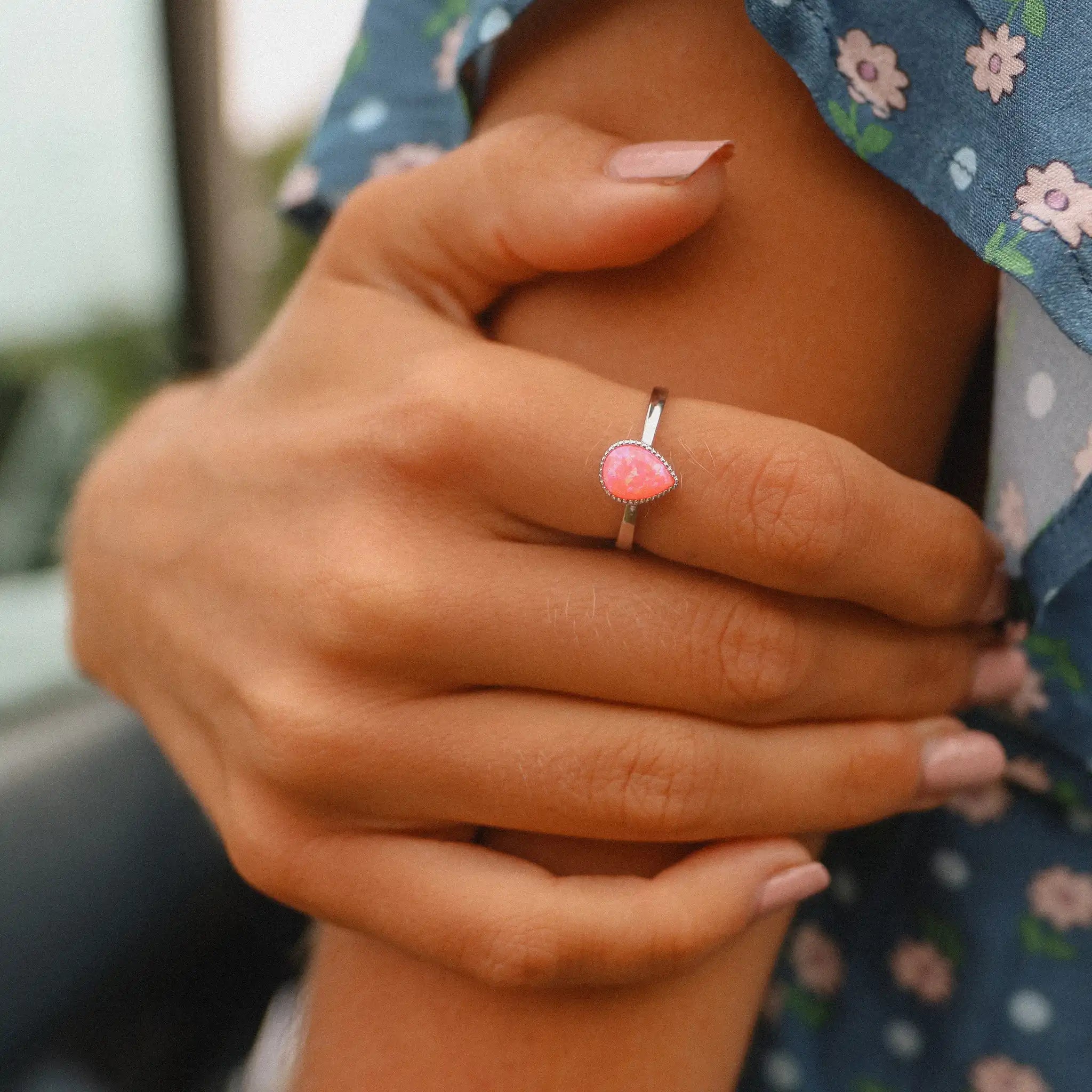 infinity rings for women -Pink Opal Ring