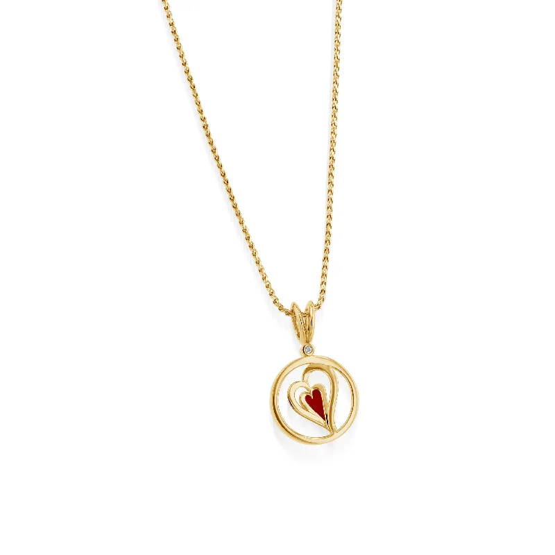 charm necklaces for women -Duo Gold Diamond Heart Pendant Necklace