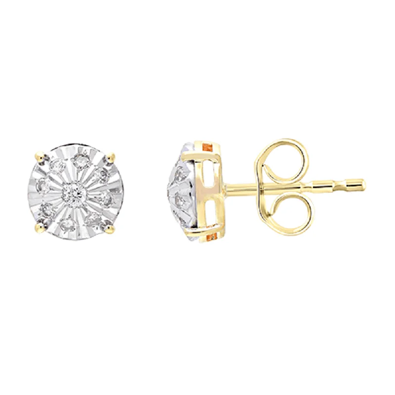 rhinestone earrings for women -Circle Stud Earrings with 0.15ct of Diamonds in 9ct Yellow Gold