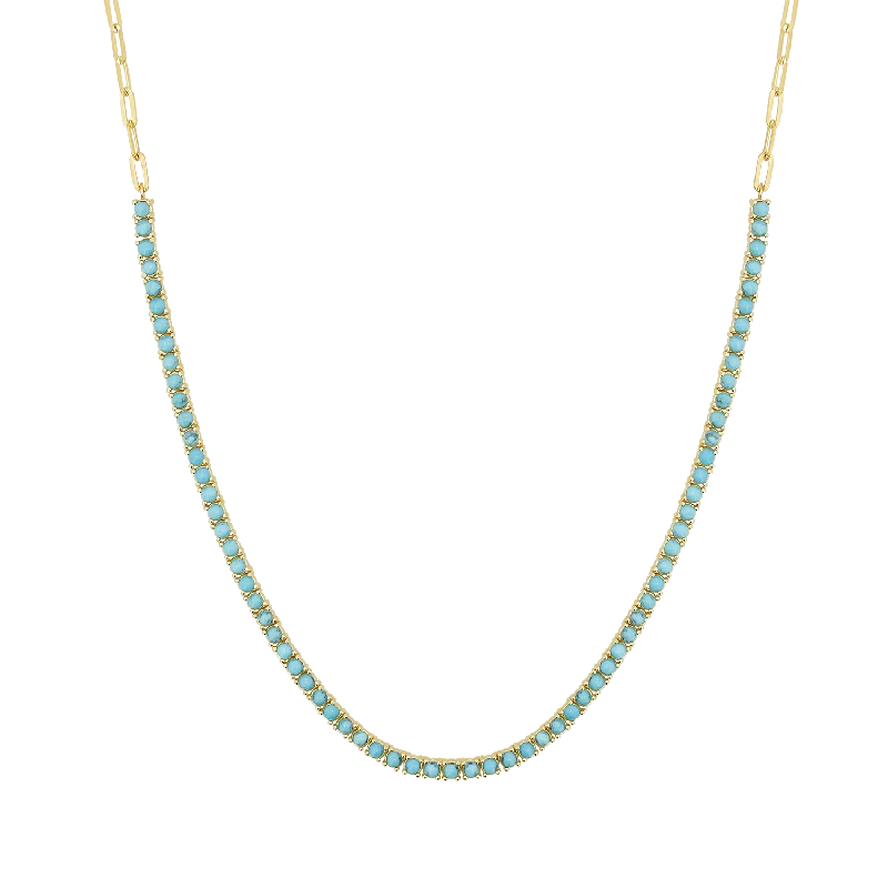 infinity pendant necklaces for women -Turquoise Tennis Necklace