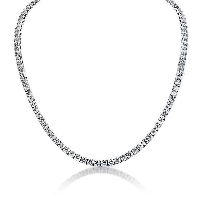 luxury necklaces for women -Laquela 41 Carat Round Brilliant Lab Grown Diamond Tennis Necklace in 14k White Gold By Mike Nekta