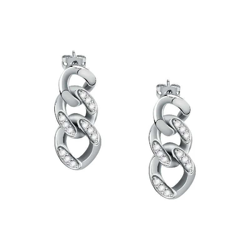 big hoop earrings for women -Chiara Ferragni Chain Collection Silver Earrings