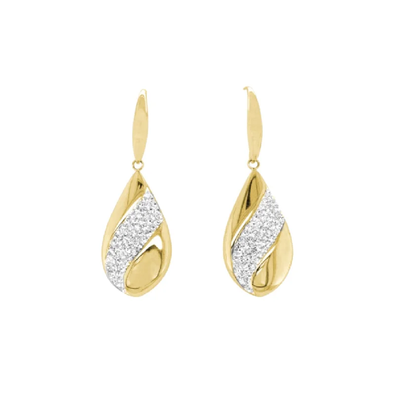 luxury gemstone earrings for women -Yellow Stainless Steel Pave Crystal Teardrop Earrings