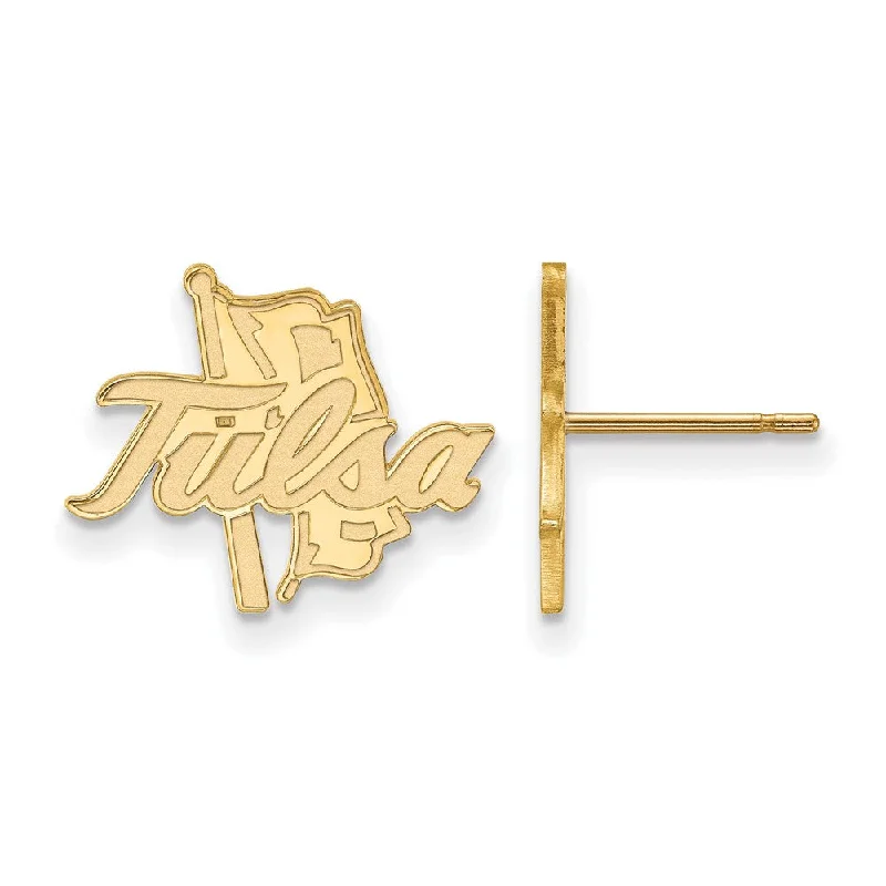 simple stud earrings for women -14k Gold Plated Silver The University of Tulsa Post Earrings