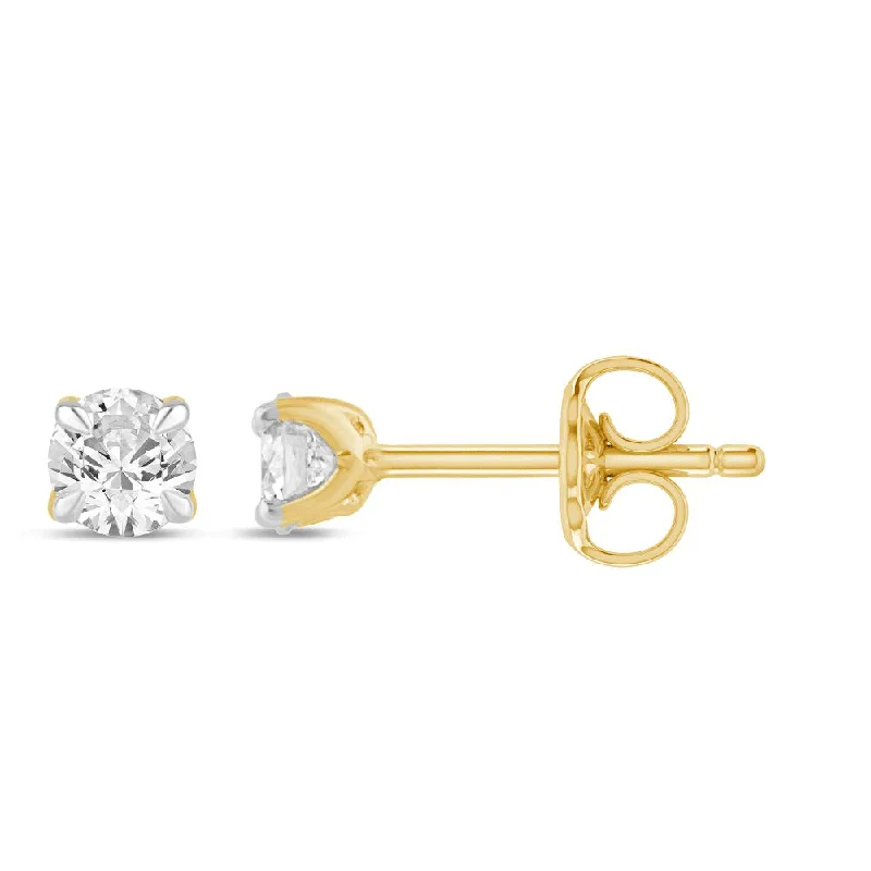 hoop earrings with diamonds -Solitaire Stud Earrings with 0.10ct of Laboratory Grown Diamonds in 9ct Yellow Gold