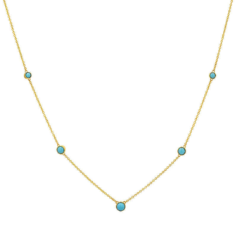 gold bar necklaces for women -Graduating Genuine Turquoise Necklace