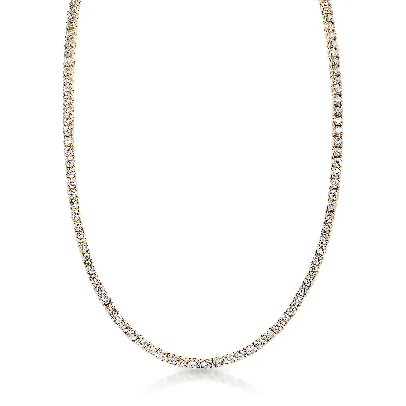 adjustable necklaces for women -Alexis 19 Carat Round Brilliant Diamond Tennis Necklace in 14k Yellow Gold By Mike Nekta