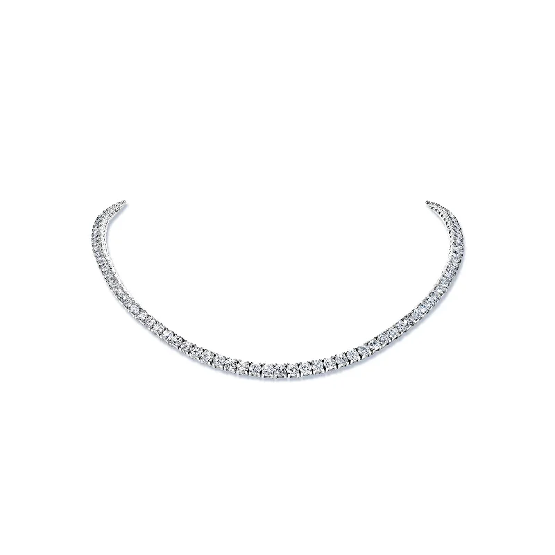 fashionable necklaces for women -Karsyn 22 Carat Round Brilliant Diamond Tennis Necklace in 14k White Gold