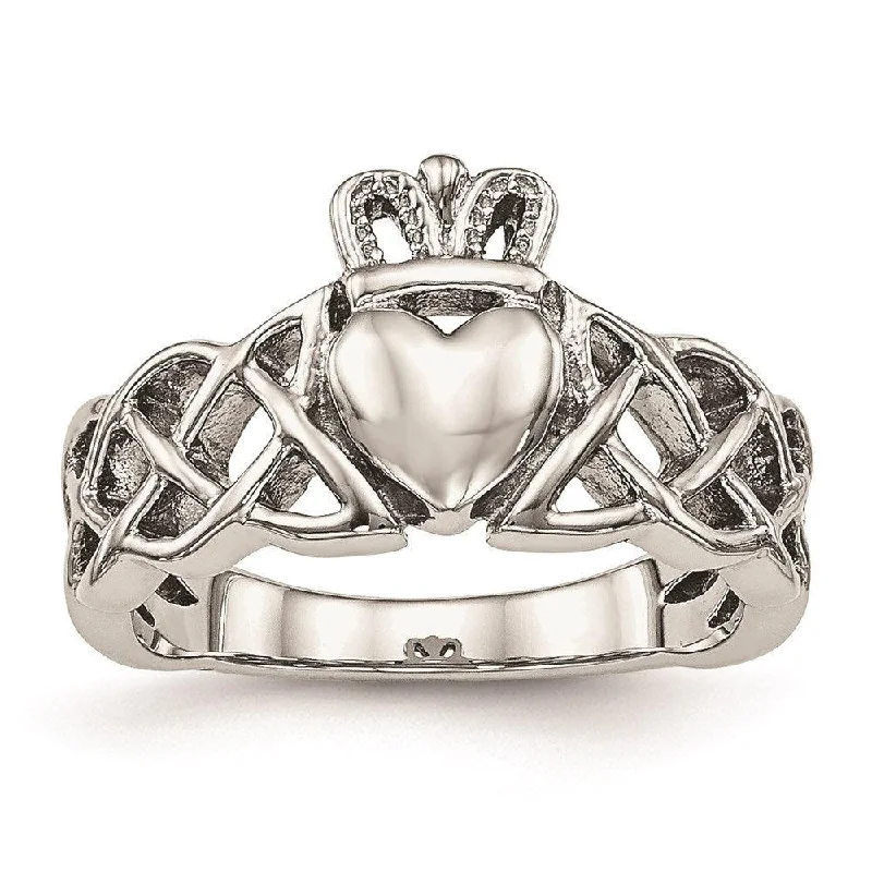 luxury wedding rings -Stainless Steel Polished Claddagh Ring