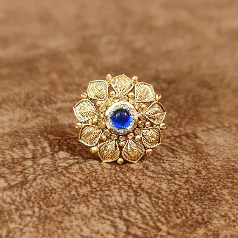 bridal rings for brides -BLUE MATT GOLD LOOK ANTIQUE ADJUSTABLE RING