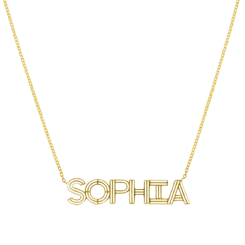 diamond pendant necklaces for women -Deco Cut-Out Name Necklace