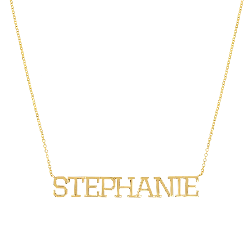 gemstone pendant necklaces for women -Varsity Name Necklace