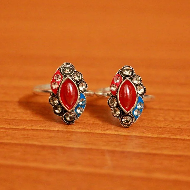 promise rings for women -RED ZIRCON  TOE-RINGS