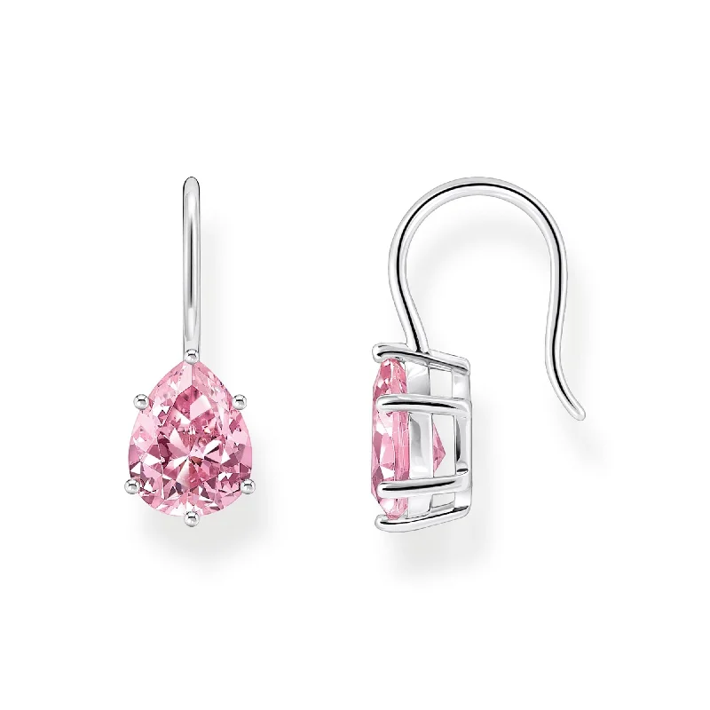 crystal drop earrings for women -THOMAS SABO Earrings with pink drop-shaped zirconia