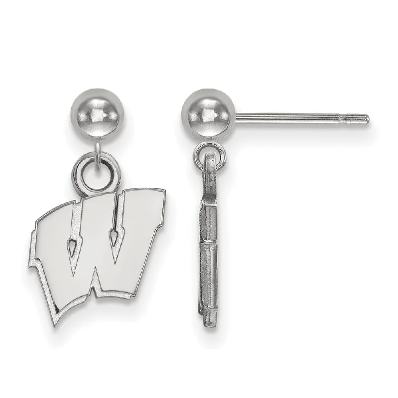 stud earrings for women -Sterling Silver University of Wisconsin Ball Dangle Earrings