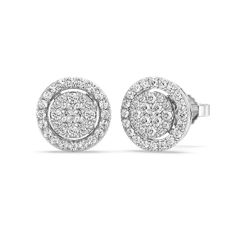 vintage earrings for women -Mirage Halo Stud Earrings with 1/2ct of Laboratory Grown Diamonds in Sterling Silver and Platinum