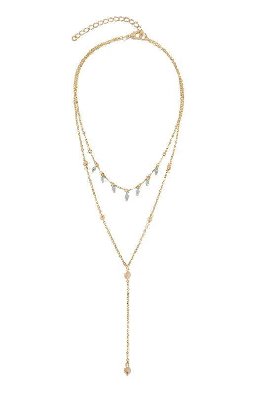 pearl necklaces for women -Marsi Beaded Layered Necklace - Gold