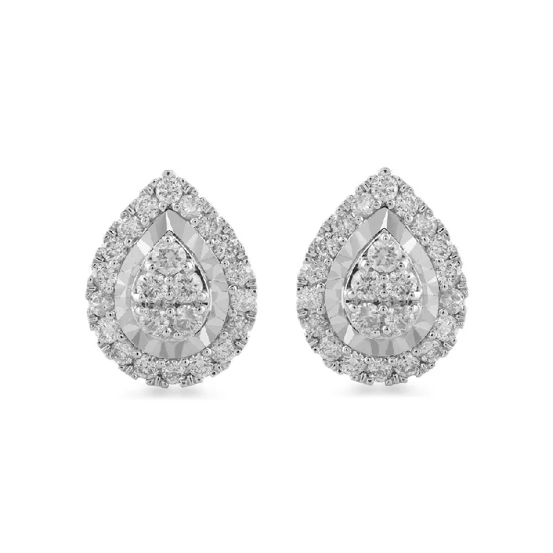 chic earrings for women -Brilliant Miracle Pear Halo Earrings with 1.00ct of Diamonds in 9ct Yellow Gold