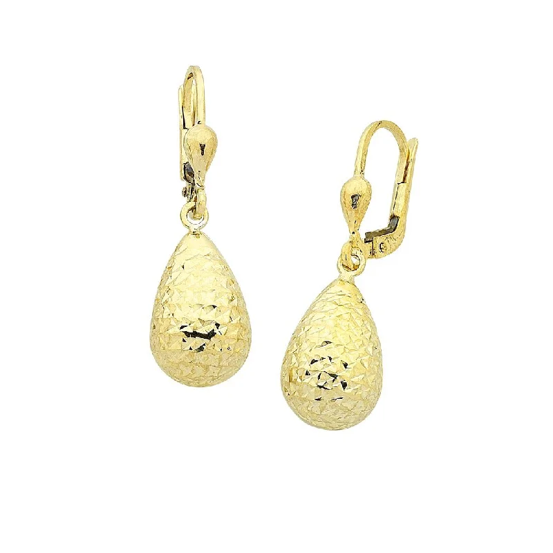 diamond earrings for women -9ct Yellow Gold Silver Infused Pear Drop Earrings