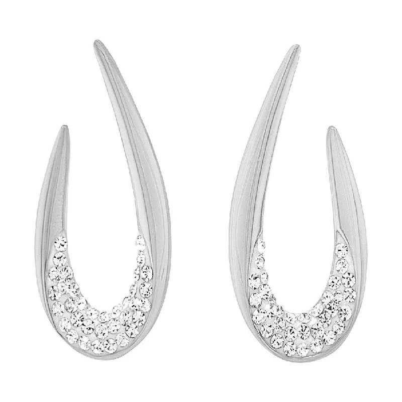 luxury drop earrings for women -Crystal Swirl Stud Earrings in Stainless Steel