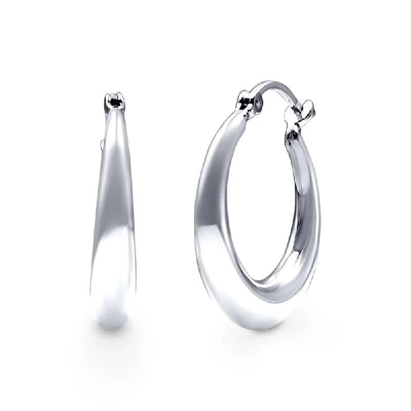 simple hoop earrings for women -24mm Gradiated Hoop Earrings in Sterling Silver