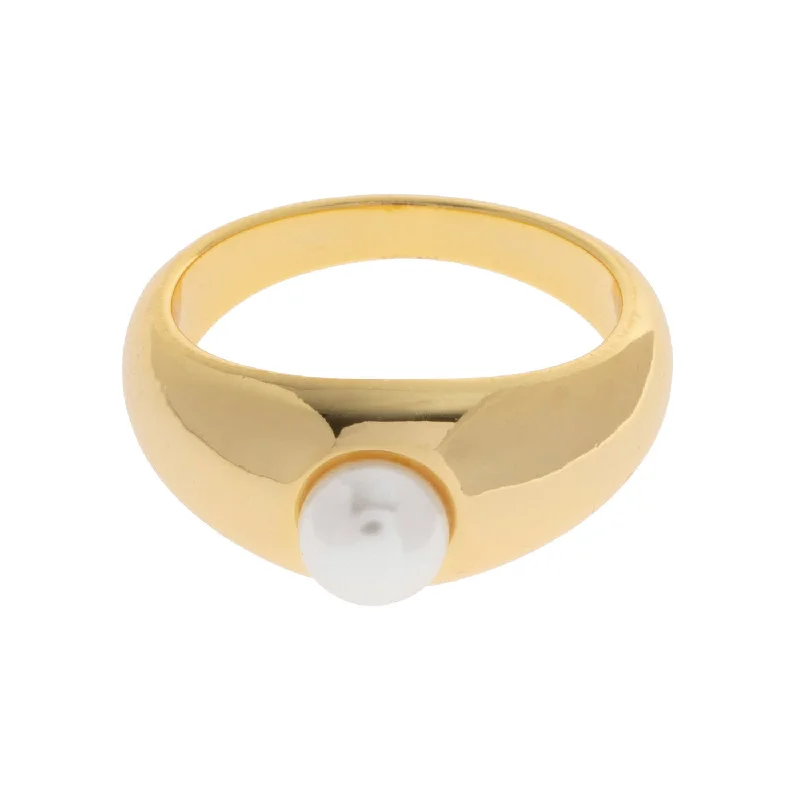 classic wedding rings for women -Essie - Chunky Pearl Ring