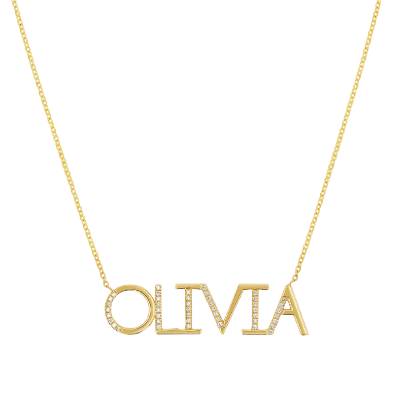 vintage necklaces for women -Diamond Sprinkle Name Necklace